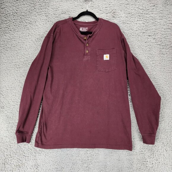 Carhartt Other - Carhartt Shirt Mens Large Tall Burgundy Red 1/4 Button Long Sleeve Sweatshirt